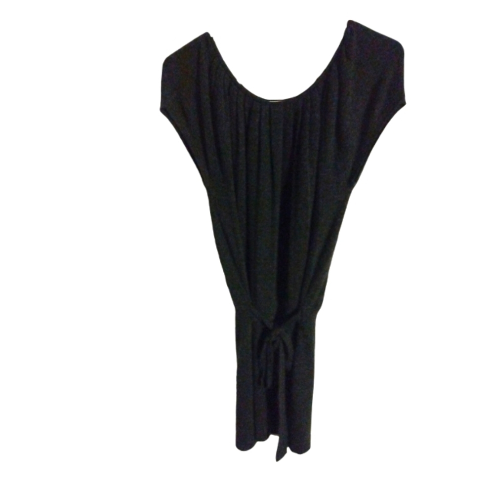 Merino Wool Blend Sweater Dress Ann Taylor Loft Gray Tie Belt Midi Minimalist XS